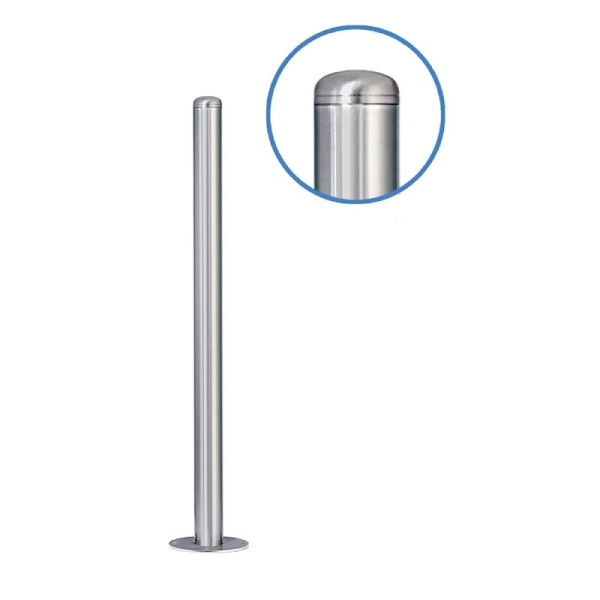 Stein HGS Absperrpfosten -Acero Rundkopf- (V2A) Ø 76 mm, mit DK im unteren Drittel und PZ oben, glasperlengestrahlt, 13054-gg