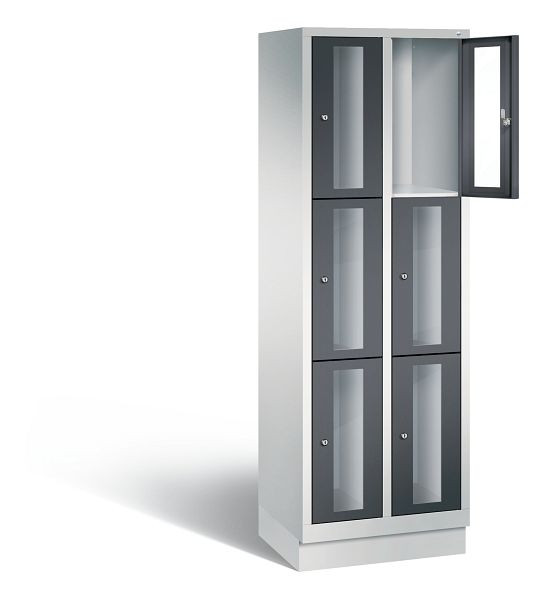 C+P Schließfachschrank Classic, H1800xB610xT500mm, Farbe: Lichtgrau / Schwarzgrau, 8020A203 S10005