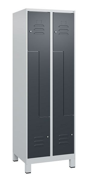 C+P Z-Spind Classic PLUS, Füße, 4 Abteile, 1800x600x500mm, 7035/7016, Zylinderschlösser, 0800137-204 S10023