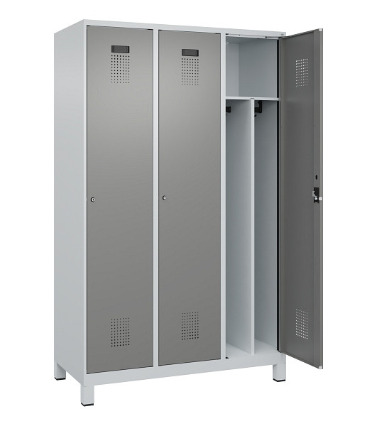 C+P Spind Evolo PLUS, mit Füßen, 3 Abteile, 1950x1200x500mm, 7035/0004, Verschluss Zylinderschloss, 049010-32F S10041