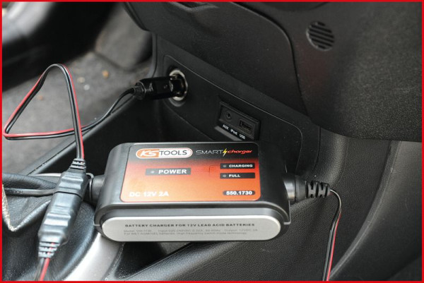 KS Tools SMARTcharger Schnellkontaktkabel mit Zigarettenanzünder-Stecker, 550.1730-3