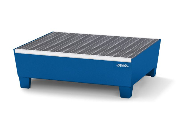 DENIOS Kleingebindewanne aus Stahl, 65 Liter Auffangvolumen, 785 x 639 x 281 mm, mit Gitterrost, 328392