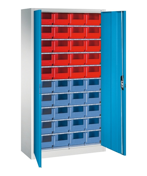 C+P Magazinschrank Serie 13, H1980xB1000xT420mm, 7035/5012, Einlegeböden 9, 133144-24 S10120