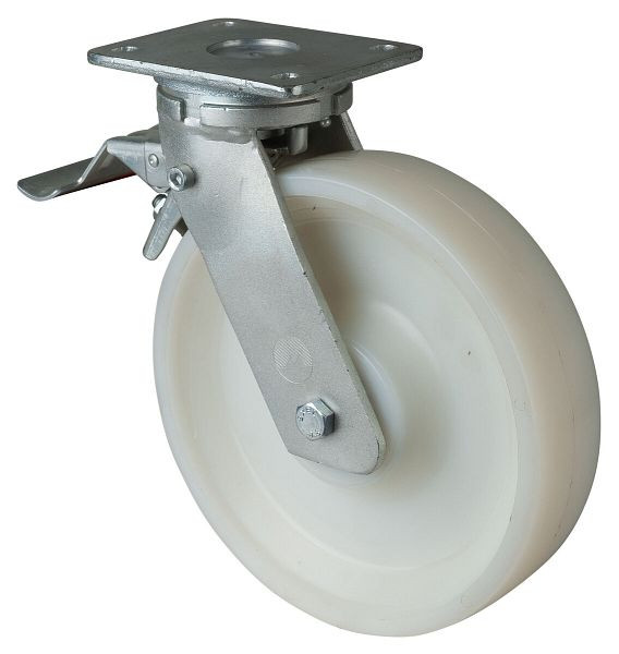 BS Rollen Schwerlastrolle mit Rad-/Feststeller, Breite 60 mm, Ø250 mm, bis 1400 kg, Lauffläche/Radkörper Kunststoff, Kugellager, RR120.B15.250