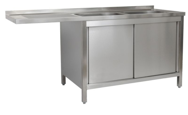 A&S Polarny Spülzentrum 1500 x 600 x 850 mm 2 Becken rechts, 600 mm Tiefe, SPSCHZ1562BR