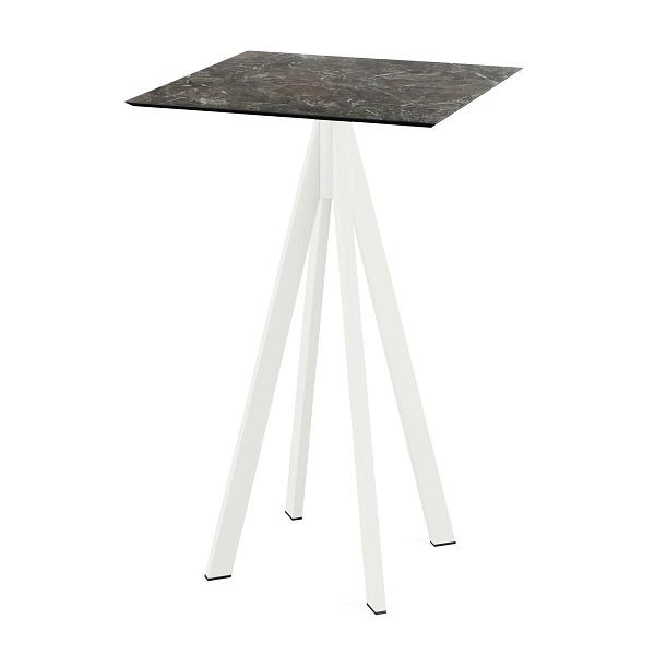 Feros Infinity Stehtisch Weiß gestell + Galaxy Marble HPL 70x70 cm, 120051577