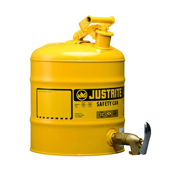 Justrite Sicherheitsdosierdosen 1500, 42.9cm x 42.9cm, Rot, Sicherheitsbehälter aus Stahl mit Wasserhahn am Boden (08902), JCN7150150