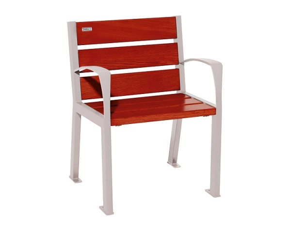 Procity Stuhl Silaos 6 Holzlatten, Mit Armlehne, Holz & Stahl, Mahagoni/RAL 7044, 209610.7044.ACAJ