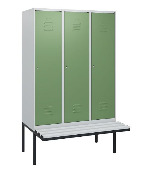 C+P Umkleidespind Classic PLUS, 3 Abteile, 1950x1200x815mm, 7035/6011, Zylinderschlösser, 0800405-32 S10051