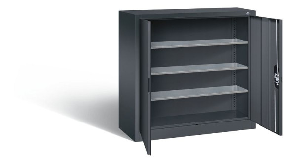 C+P Magazinschrank Serie 13, H1000xB1000xT420mm, Farbe: Schwarzgrau, Muldengriff, 133944-21 S10034