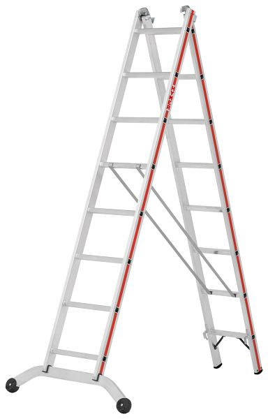 HYMER Mehrzweckleiter, zweiteilig, 2x8 Sprossen, Länge eingefahren 2,39 m / ausgefahren 4,07 m, 604516