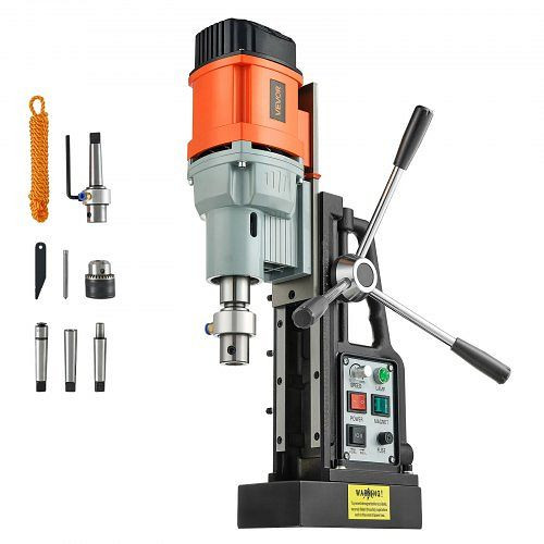 VEVOR Magnetbohrmaschine 1,5 kW 60 mm, 13000 N, Morsekegel, Drehzahleinstellung, M3-M16 Gewindeschneiden für Metall, CLZJPCSDJ60M77GY5001V2