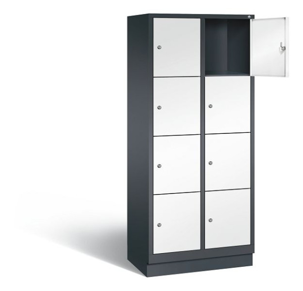 C+P Schließfachschrank Evolo, H1800xB810xT500mm, Farbe: Schwarzgrau / Verkehrsweiß, 48020-224 S10168