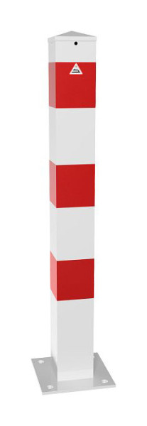 Schake Absperrpfosten Stahlrohr 100 x 100 x 3 mm ortsfest, für Dübel Befestigung, feuerverzinkt und weiß beschichtet, 40100PB