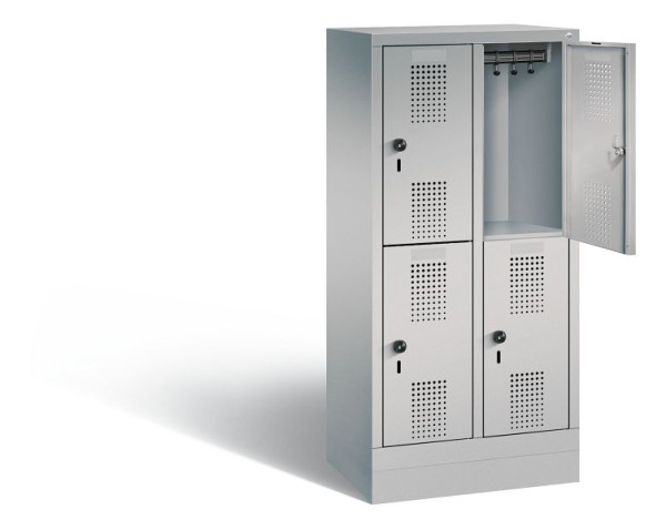 C+P Kindergarten-Spind doppelstöckig Evolo, H1300xB610xT300mm, Farbe: Weißaluminium, 483203-20 S10054