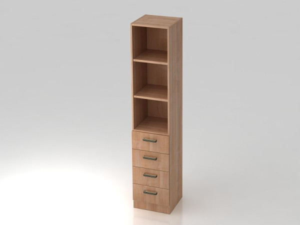 Hammerbacher Schubkasten-Schrank 5OH, 4 Schübe, Sockelblende, Streifengriff Nussbaum/Nussbaum, 40,6x42x200,4 cm (BxTxH), V7600/N/N/SG