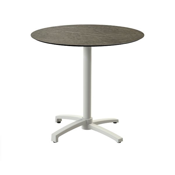 Feros X Cross Terrassentisch Sand gestell + Midnight Marble HPL Tischplatte Ø70 cm, 110091670