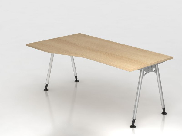 Hammerbacher Schreibtisch A-Fuß 180x100/80cm Eiche, Freiform, links oder rechts montierbar, VAS18/E/S