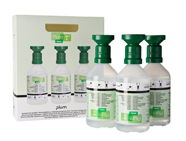 Plum ultraRINSE, Augenspülflasche mit 500 ml Kochsalzlösung, VE: 3 Stück, SAN-0241-3