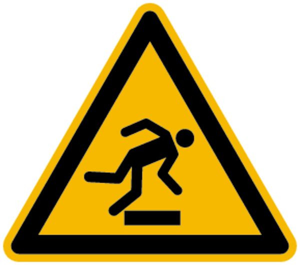 Schilder Klar Warnzeichen Warnung vor Hindernissen am Boden DIN EN ISO 7010-W007, 100 mm Folie selbstklebend, 1501/61