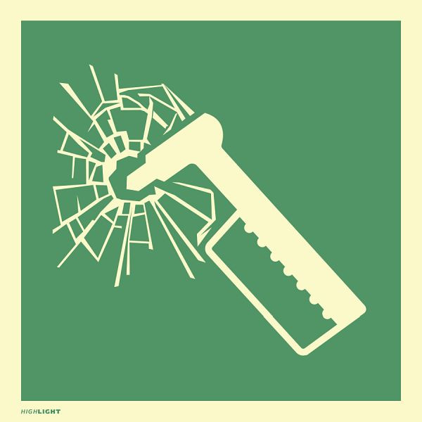 Moedel Nothammer, ISO 7010, Folie, langnachleuchtend, 160-mcd, 100x100 mm, 104437
