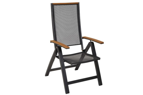 Merxx Itanos Klappsessel, Applikationen und Armlehnen aus Kunststoff in realistischer Holzoptik, Aluminium mit Kunststoff, 21700-217