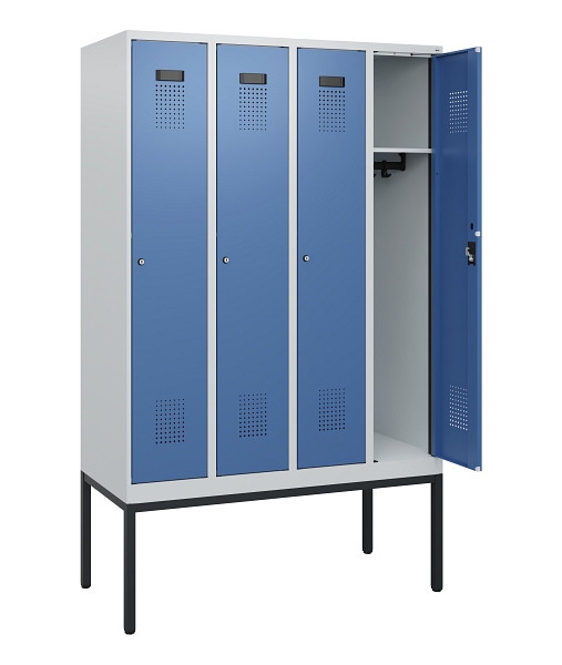 C+P Spind Evolo PLUS, Gestell, 4 Abteile, 1950x1200x500mm, 7035/5023, Zylinderschloss, 0490305-40 S10033