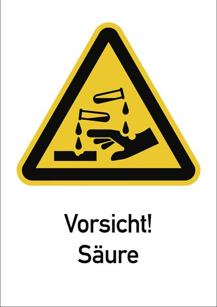 Moedel Vorsicht! Säure ISO 7010, Kombischild, Folie, 131x185 mm, 99022