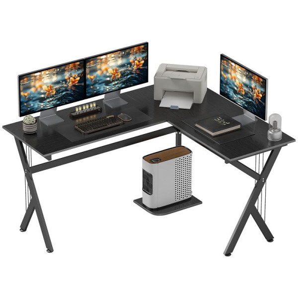HOMCOM Eckschreibtisch mit CPU-Ständer, platzsparend, Gaming-Desk, 155 x 130 x 76 cm, Schwarz, A2-0081