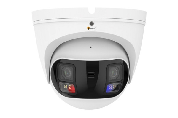 eneo IND-58F0002MTPA Netzwerk Dome, Turret, 2x Sensor, 180° Panorama, 5120x1440, 2,8mm, AI, DWDR, PoE, 12VDC, IP67, 238644