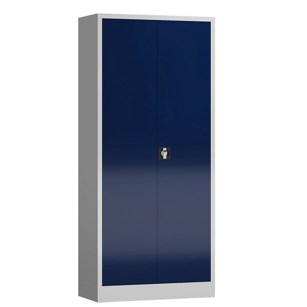 Lüllmann ClassiX Flügeltürenschrank, 1800 x 800 x 380 mm, lichtgrau/enzianblau, X-530331