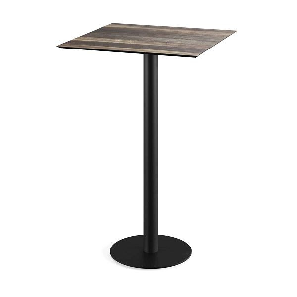 Feros Urban Stehtisch Schwarz gestell + Tropical Wood HPL 70x70 cm, 130041277