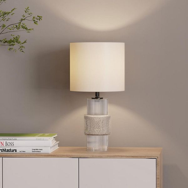 HOME DELUXE Große Tischlampe aus Glas YUKI, Transparent, 61092