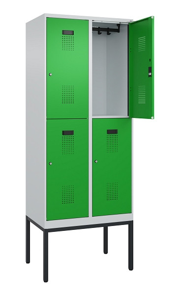 C+P Doppelstock-Spind Evolo PLUS, Gestell, 4 Fächer, 2120x800x500mm, 7035/6037, Zylinderschloss, 0493307-22 S10038