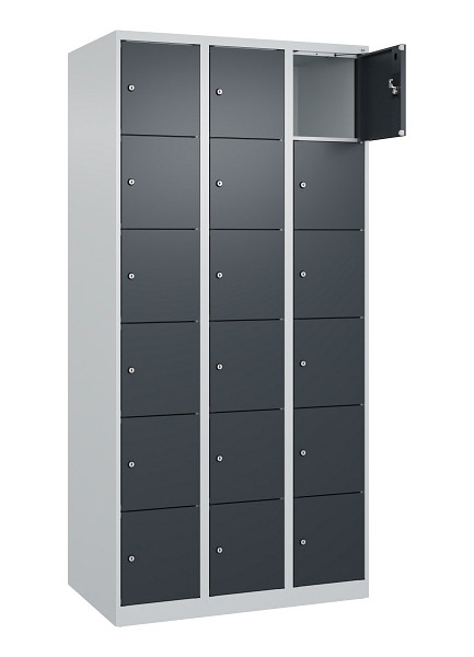 C+P Schließfachschrank Evolo PLUS, 18 Fächer, 1850x900x500mm, 7035/7016, 049000-306 S10012