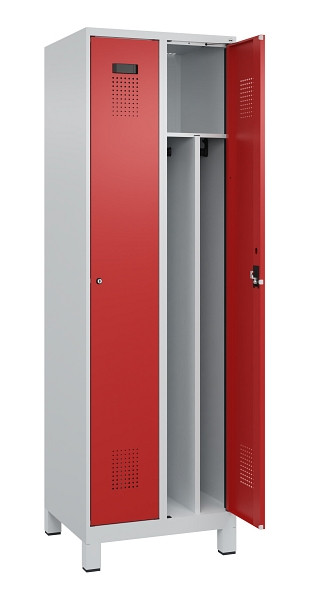 C+P Spind Evolo PLUS, mit Füßen, 2 Abteile, 1950x600x500mm, 7035/3000, Verschluss Zylinderschloss, 049010-20F S10030