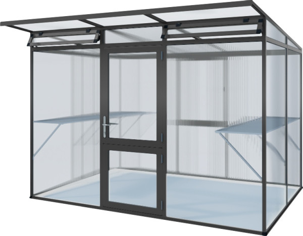 KGT Gewächshaus Linea II, anthrazit-grau, 2.04 x 2.97 x 2.15 m, 16200003