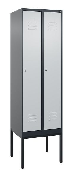 C+P Umkleidespind Classic PLUS mit Mitteltrennwand, Gestell, 2 Abteile, 2120x600x500mm, 7016/7035, Zylinderschlösser, 0800307-20F S10028