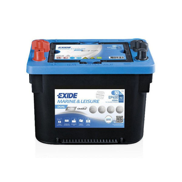 Exide Dual AGM Boots-Batterie 12V 50Ah 450WH 750A, EP450