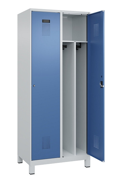 C+P Spind Evolo PLUS, mit Füßen, 2 Abteile, 1950x800x500mm, 7035/5023, Verschluss Zylinderschloss, 049010-22F S10035