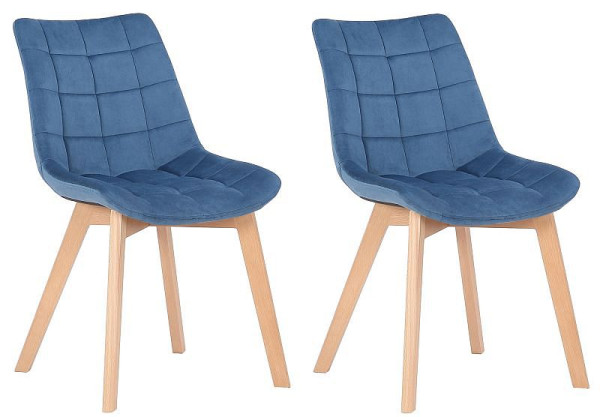 CLP 2er Set Esszimmerstühle Passaic Samt, blau, 319637