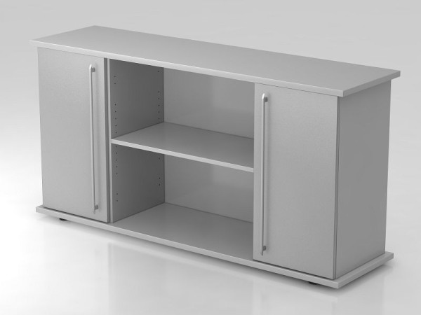 Hammerbacher Sideboard 2 Türen 166cm Relinggriff Grau/Silber, 166,1x44,8x84 cm (BxTxH), VSB2T/5/S/RE