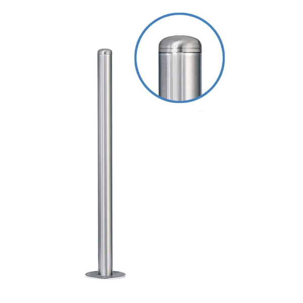 Stein HGS Absperrpfosten -Acero Rundkopf- (V2A) Ø 61 mm, mit Profilzylinder, Schließung oben, glasperlengestrahlt, 12996-gg