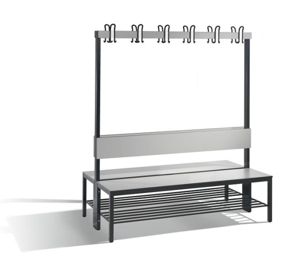 C+P Doppelseitige Garderobenbank mit Rückenlehne, Basic Plus, H1650xB1500xT760mm, 8061-210 S10001