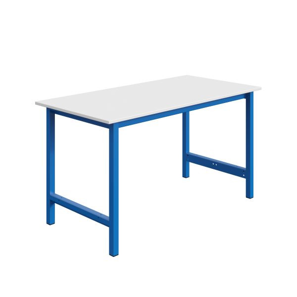 SOFAME TPL Arbeitstisch B 1500 x T 750 x H 819mm, Melamin-Arbeitsplatte 19 mm, Himmelblau RAL 5015, W010030005BI