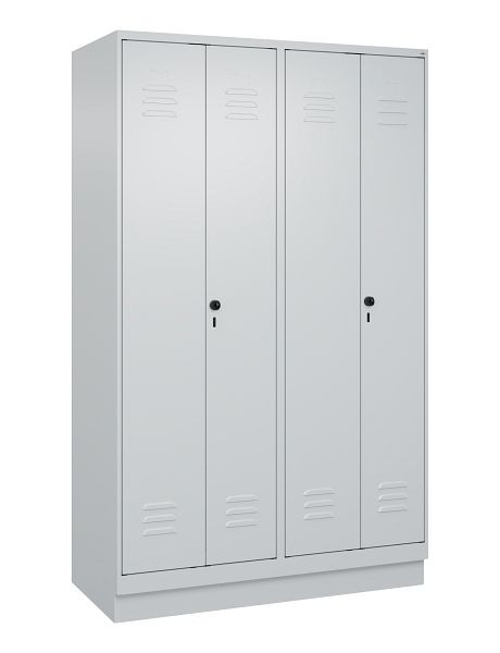 C+P Umkleidespind Classic PLUS, Doppel-Spind, Sockel, 4 Abteile, 1950x1200x500mm, 7035/7035, Drehriegel, 080022-40P S10009