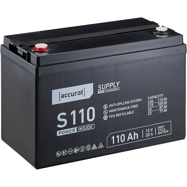 Accurat Supply S110 AGM Versorgungsbatterie 12V 110Ah, VBB-AGM-S110