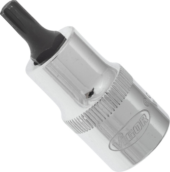 VIGOR RIBE Schraubendreher-Einsatz, Vierkant hohl 12,5 mm (1/2 Zoll), Innen Keilprofil Ribe-CV, M6, Länge: 55 mm, VE: 5 Stück, V2203