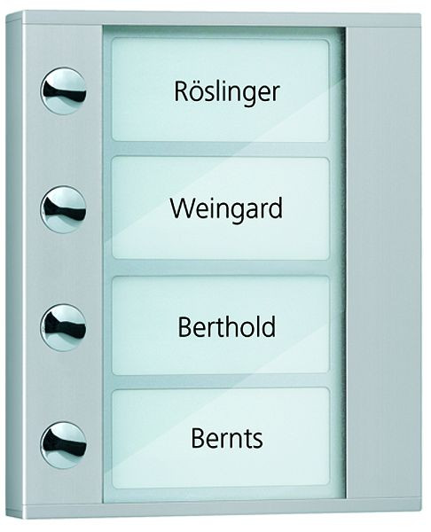 TCS Klingeltastenerweiterung für Audio Außenstation Serie PDS/AVD 4 Klingeltasten (linksbündig), AP silber, PDT04-EN/04