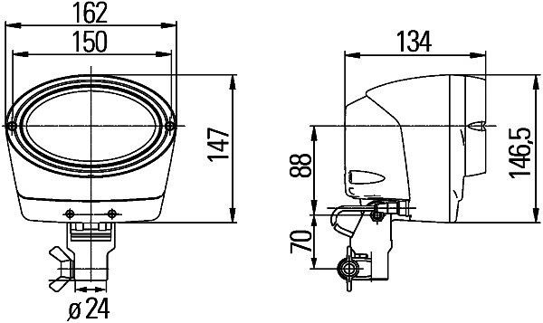 HELLA Xenon-Arbeitsscheinwerfer, Oval 100 Integral, 24V, Anbau/Rohrstutzen, Nahfeldausleuchtung, Stecker: AMP, 1GA 996 261-701
